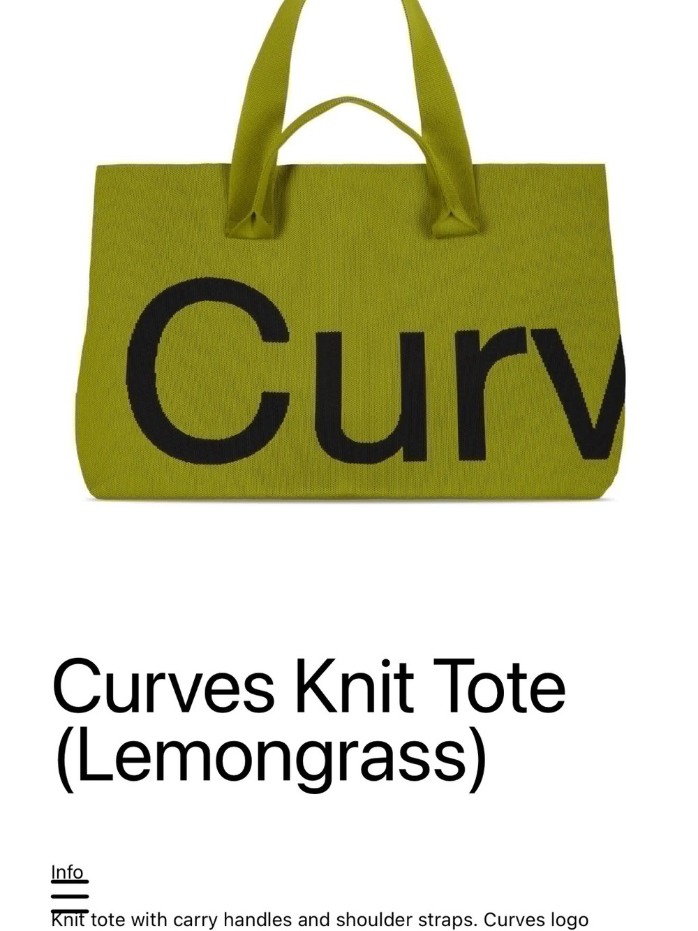 Curves Knit Tote in Lemongrass
